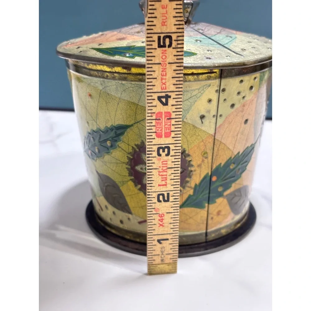 Vintage Baret Ware Art Grace Tin Canister Made in England Botanical Leaf Design